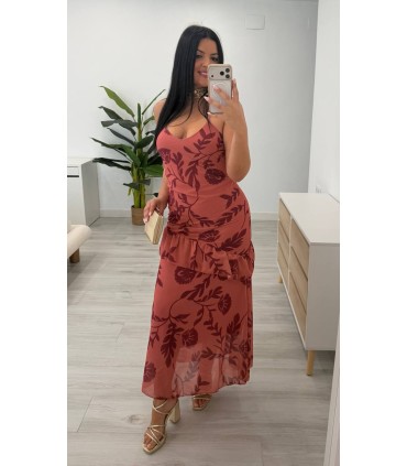 Vestido largo Erika teja