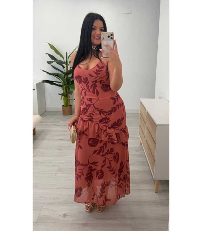 Vestido largo Erika teja