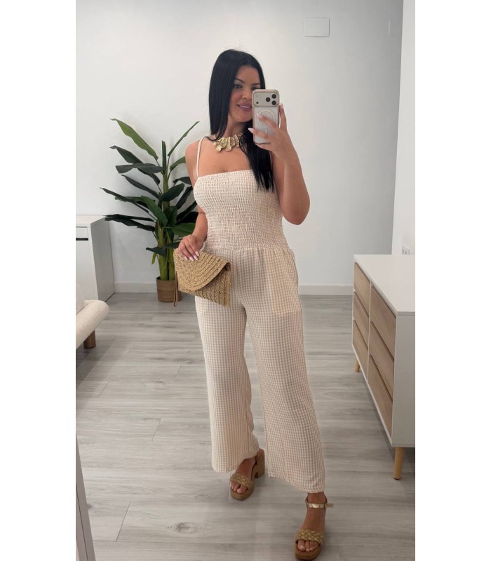 Mono vichy bombacho camel