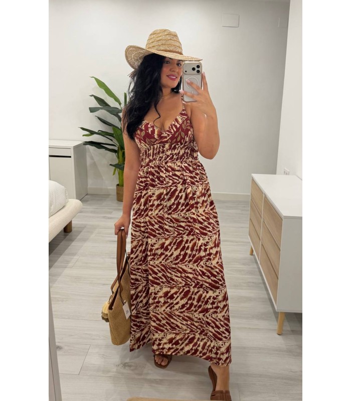 Vestido Zahora camel granate