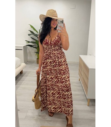 Vestido Zahora camel granate
