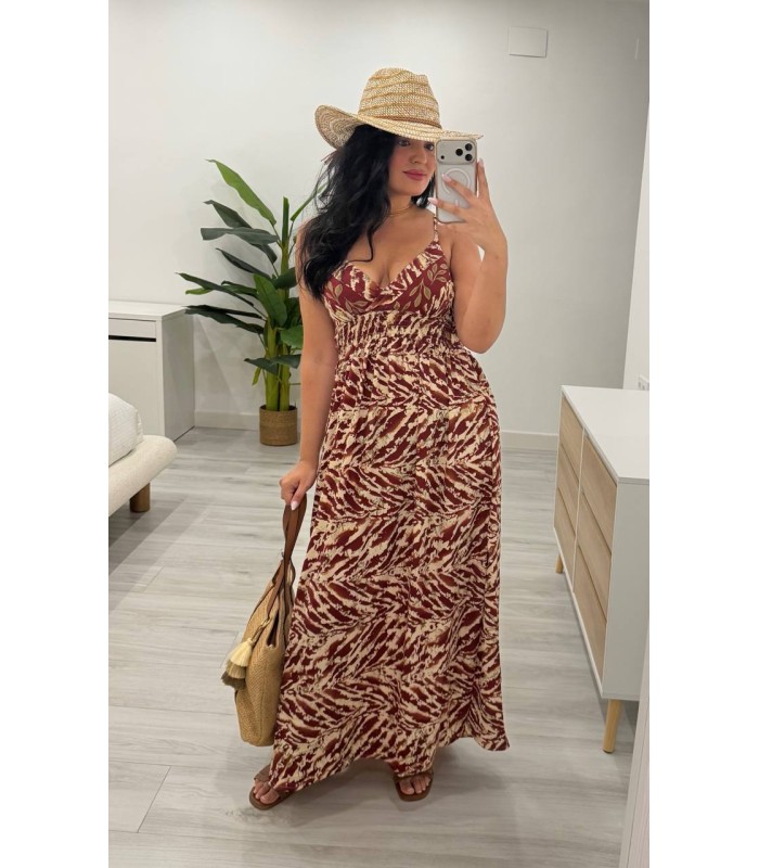 Vestido Zahora camel granate