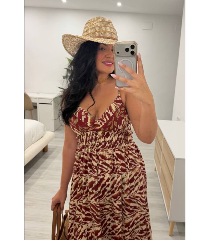 Vestido Zahora camel granate