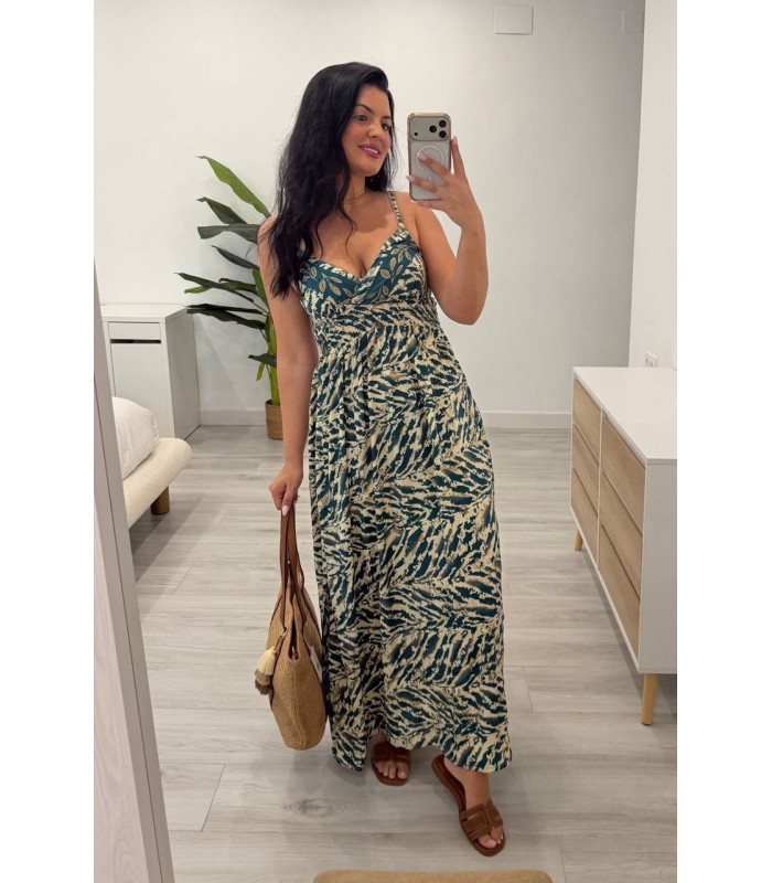 Vestido Zahora azul petroleo