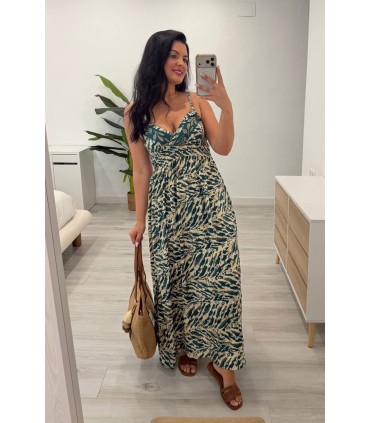 Vestido Zahora azul petroleo