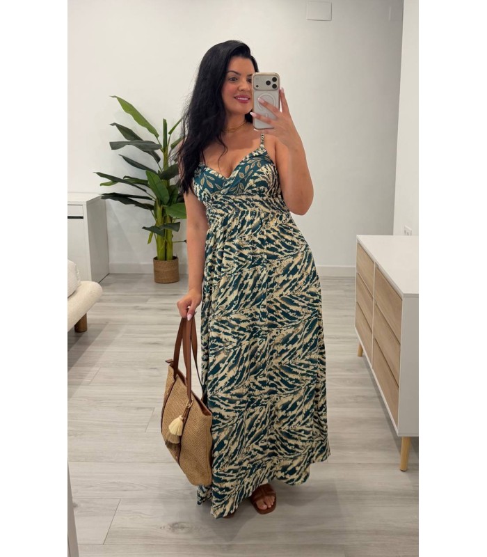 Vestido Zahora azul petroleo