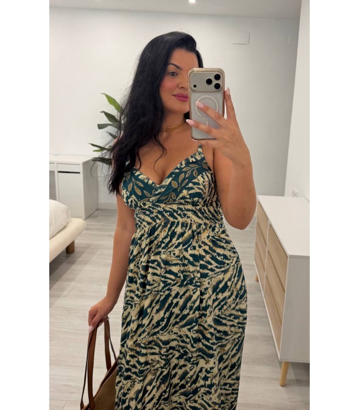 Vestido Zahora azul petroleo