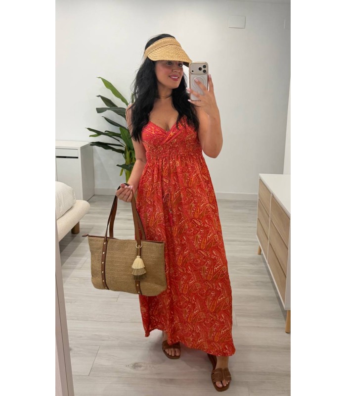 Vestido Vejer rojo anaranjado