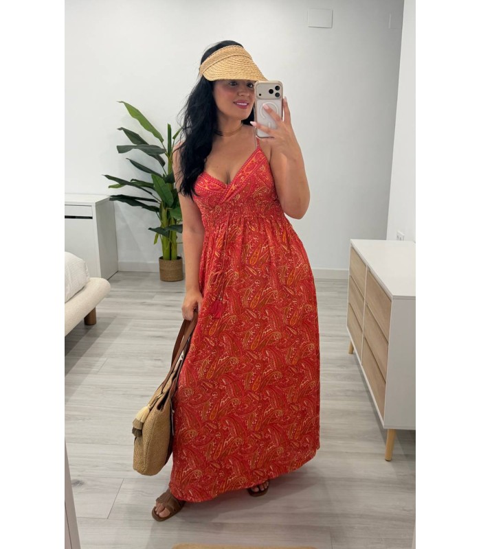 Vestido Vejer rojo anaranjado