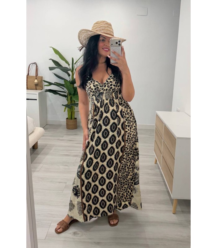 Vestido Zahara crudo negro