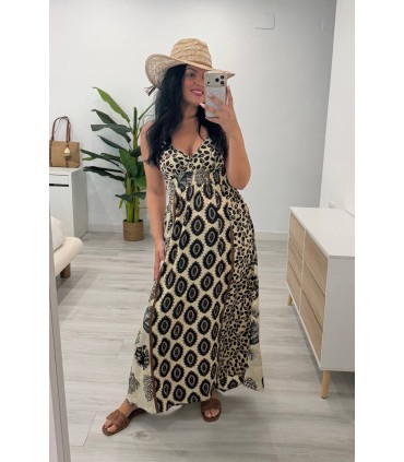 Vestido Zahara crudo negro