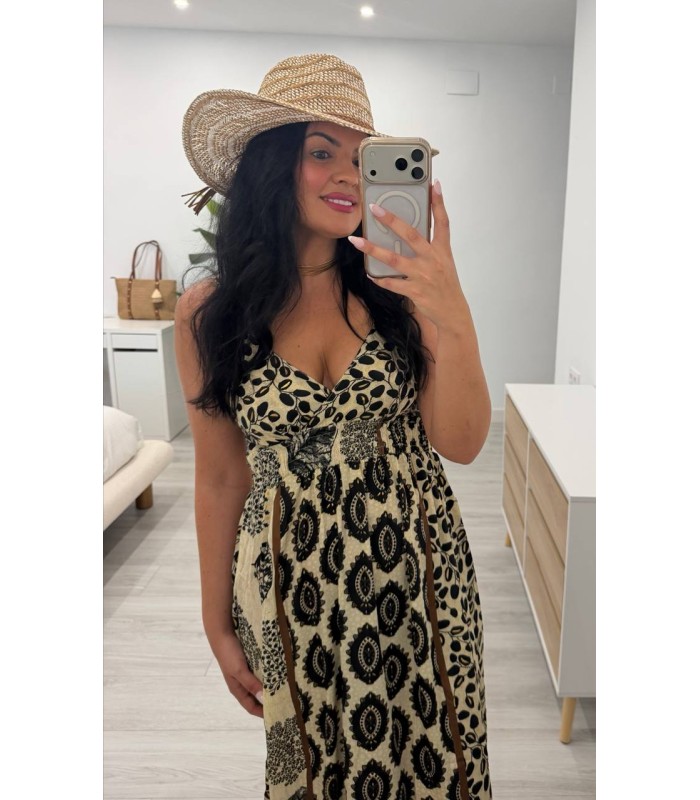 Vestido Zahara crudo negro