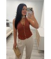 Blusa de lino Roqueo teja