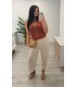 Blusa de lino Roqueo teja