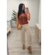 Blusa de lino Roqueo teja