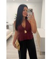 Blusa de lino Atlanterra granate