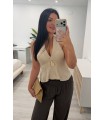 Blusa de lino Atlanterra camel