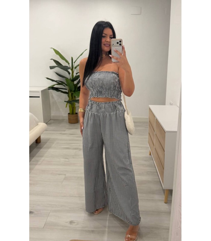 Conjunto top vichy azul