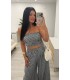 Conjunto top vichy azul