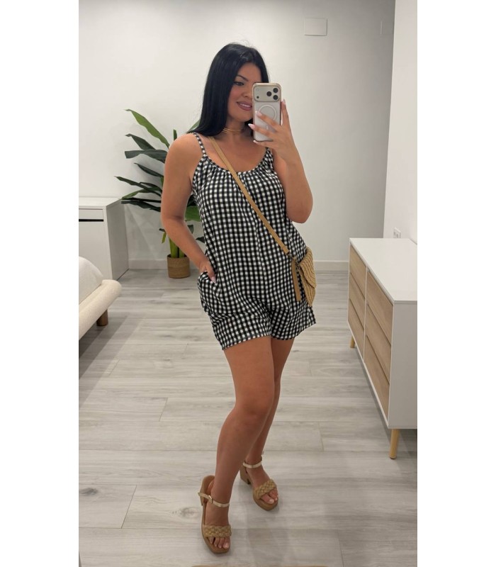 Mono corto vichy negro