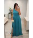 Vestido largo Leyre turquesa