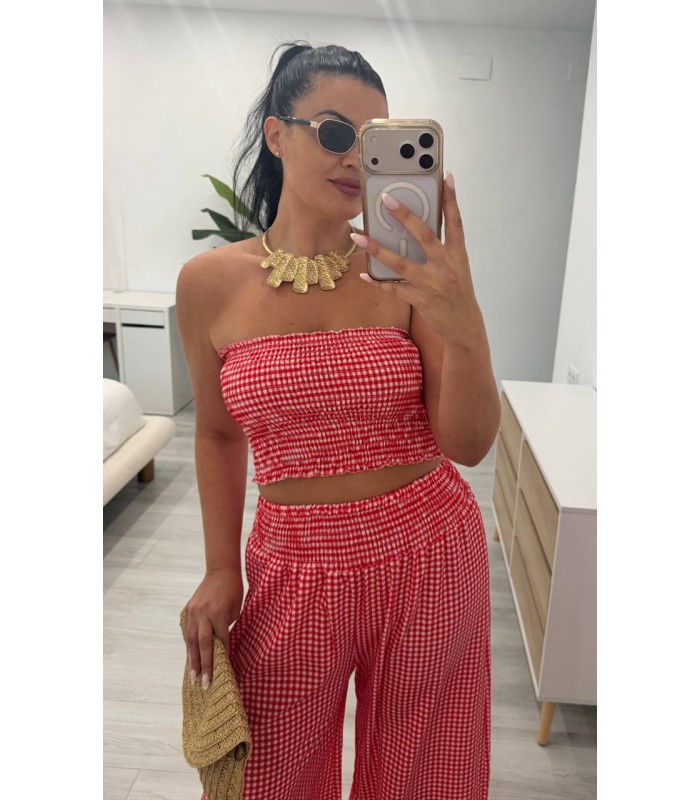 Conjunto top vichy rojo