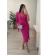 Vestido Isabella flecos buganvilla