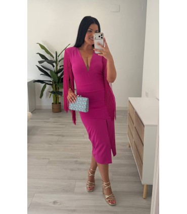 Vestido Isabella flecos buganvilla