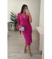 Vestido Isabella flecos buganvilla