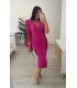Vestido Isabella flecos buganvilla