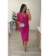 Vestido Isabella flecos buganvilla