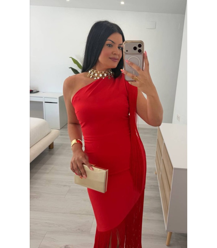 Vestido flecos Nereida rojo