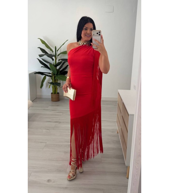 Vestido flecos Nereida rojo