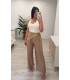 Pantalón lino camel pañuelo