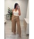 Pantalón lino camel pañuelo