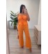 Conjunto lino liso naranja