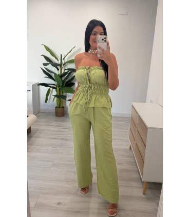 Conjunto lino liso verde