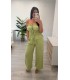 Conjunto lino liso verde
