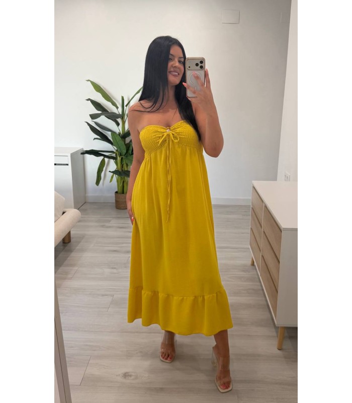 Vestido Cecilia amarillo mostaza