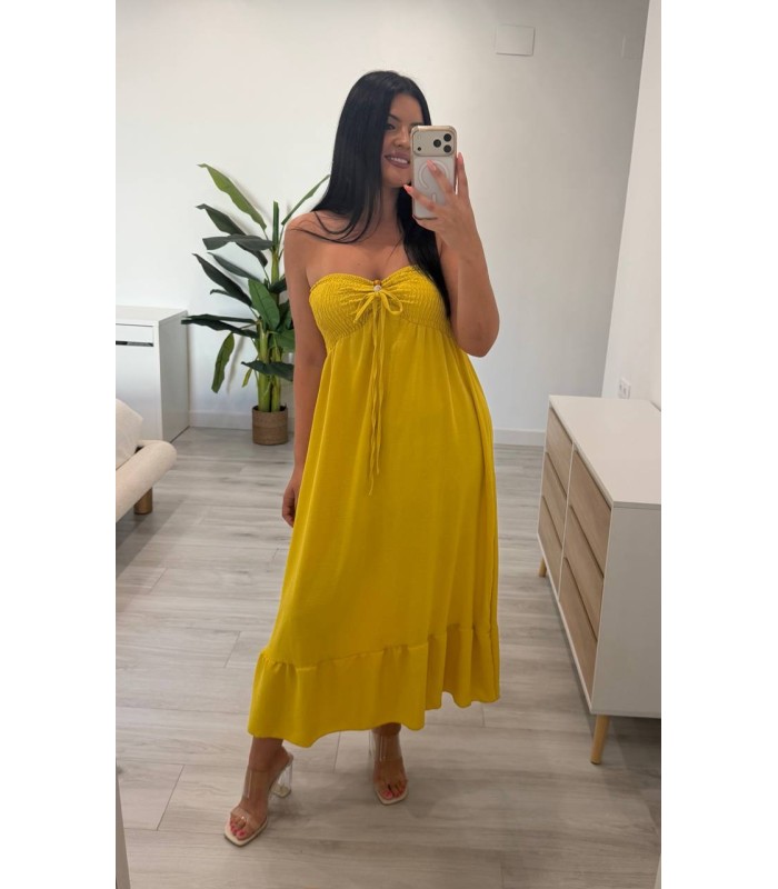 Vestido Cecilia amarillo mostaza