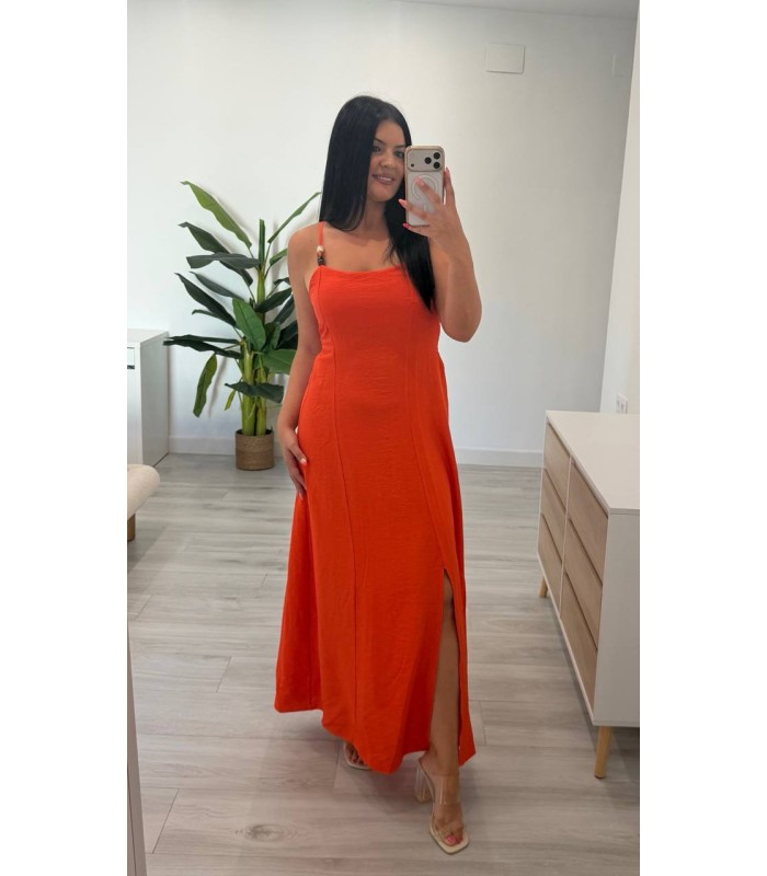 Vestido lino Amanda naranja