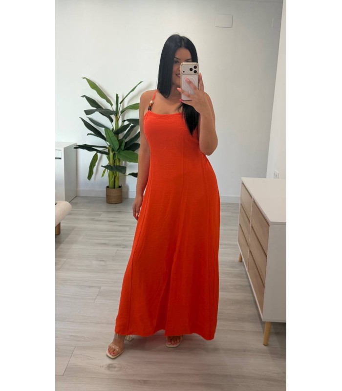 Vestido lino Amanda naranja