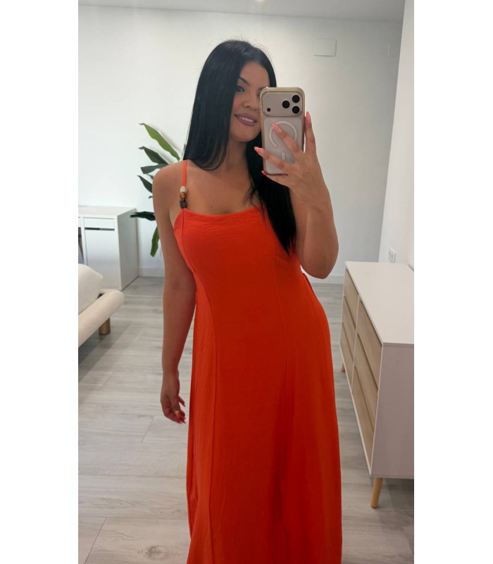 Vestido lino Amanda naranja