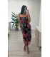 Vestido Catina flores granate