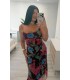 Vestido Catina flores granate