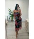 Vestido Catina flores granate