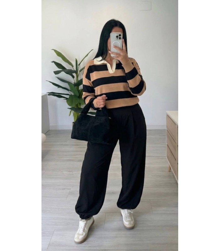 Pantalón tela globo negro