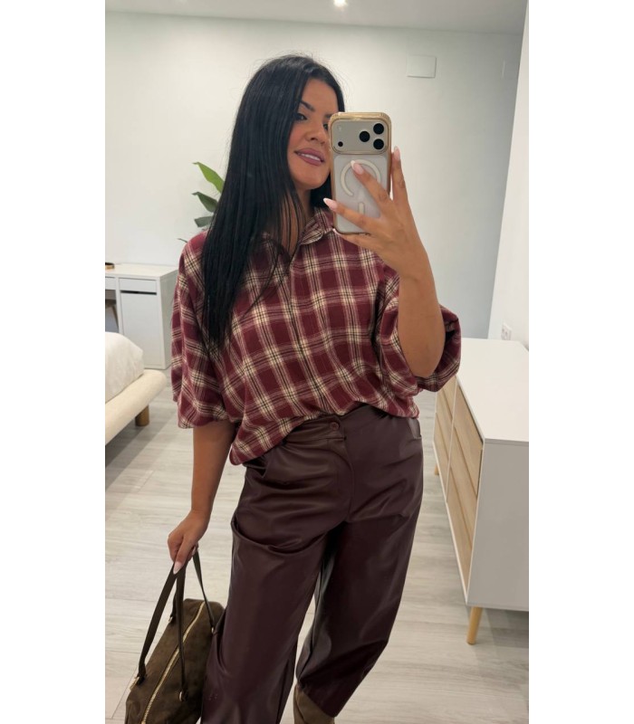 Camisa cuadros burdeos