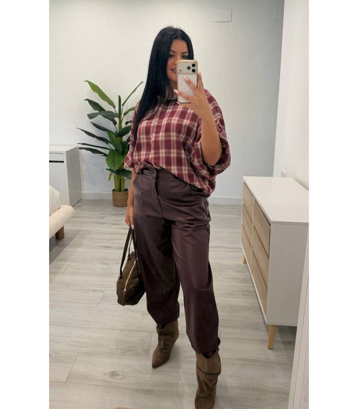 Camisa cuadros burdeos