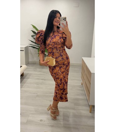 Vestido Camila buganvilla teja